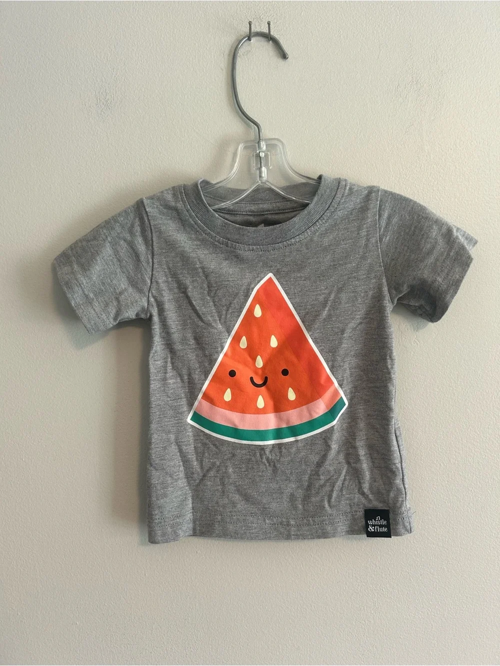 Whistle & flute 6/12m grey & red watermelon short sleeve graphic shirt - Picture 1 of 2